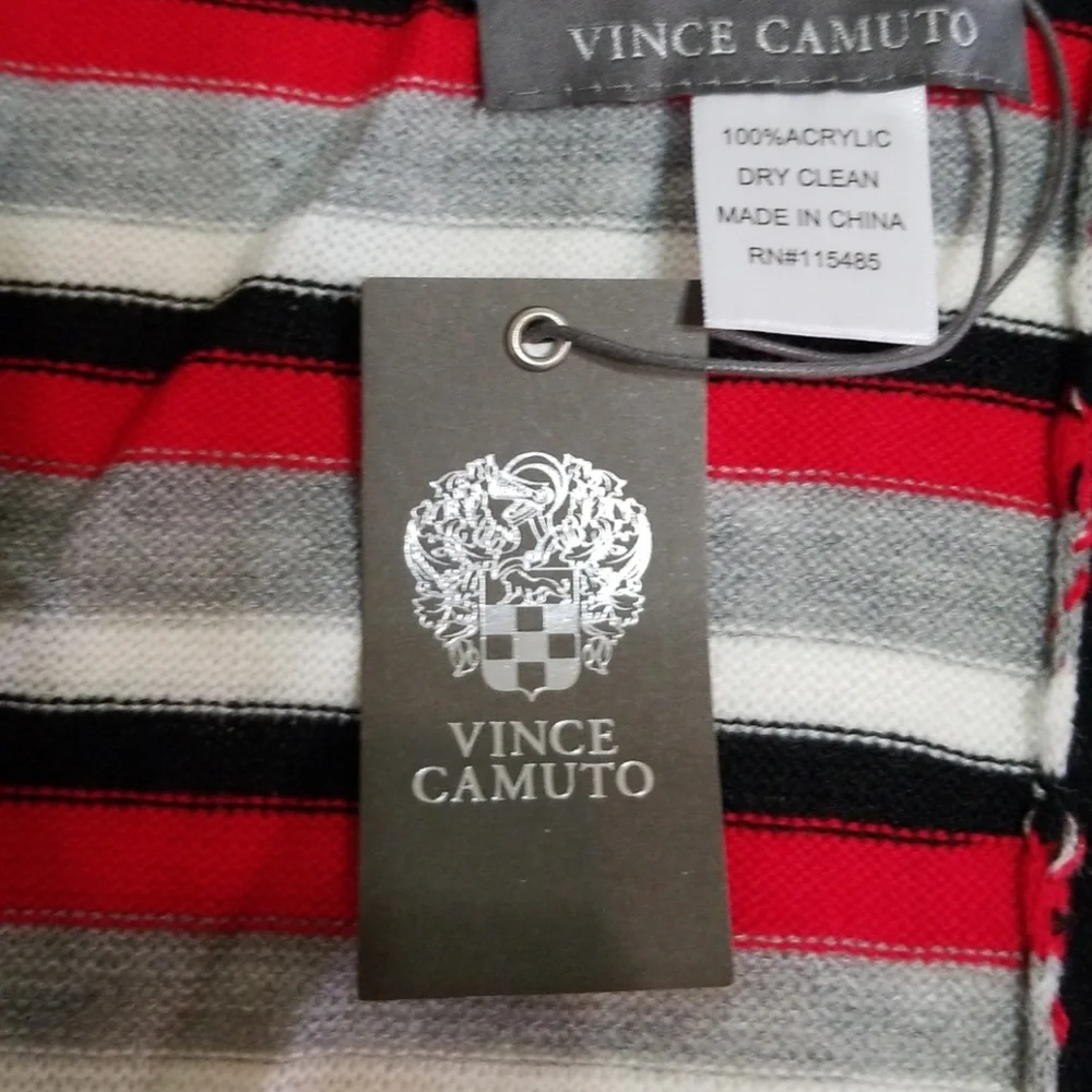 Vince Camuto Black Stripe Knit Scarf/Bandana NWT